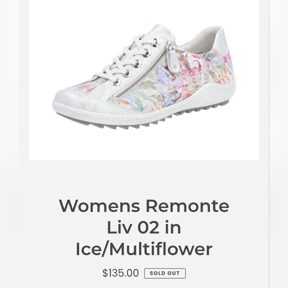 Remonte Liv2 In Ice/Multiflower Soft Insole Sneakers, Women's 40 (8.5)